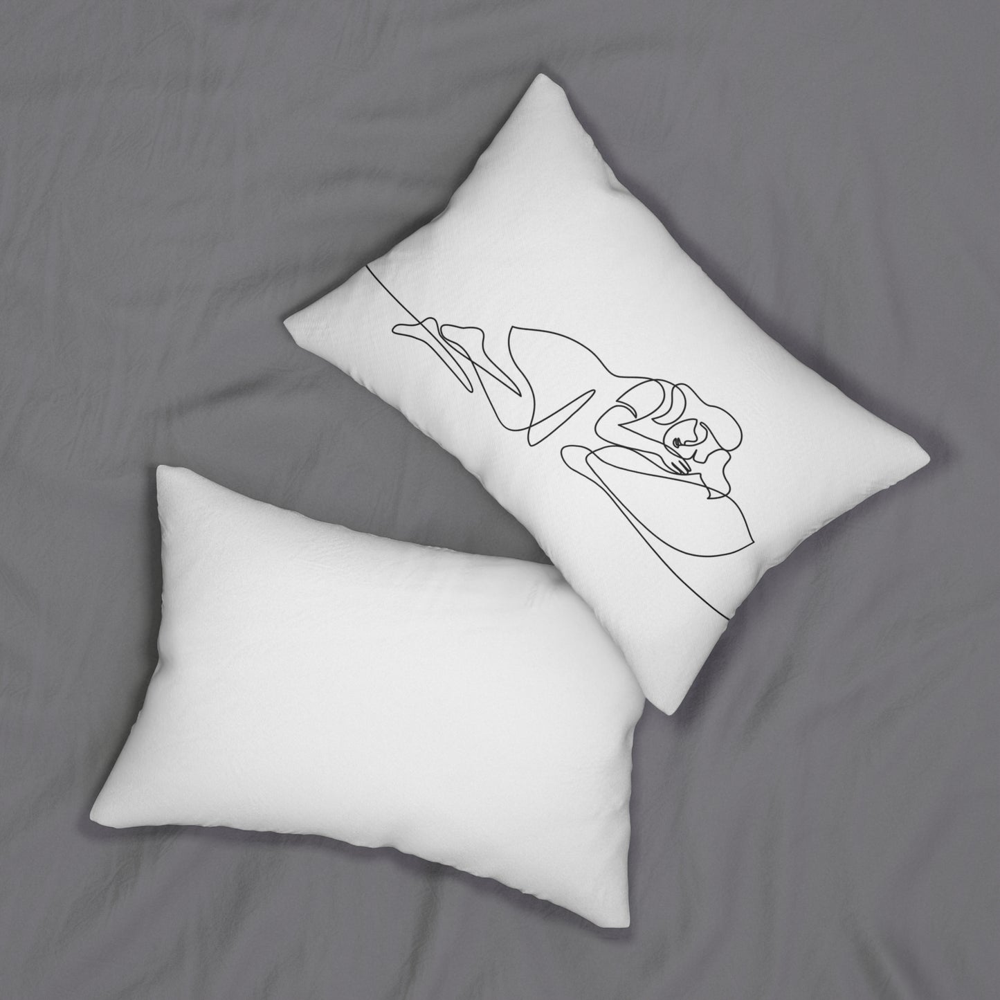 Minimal Line Art Woman Lumbar Pillow — Modern Decorative Accent