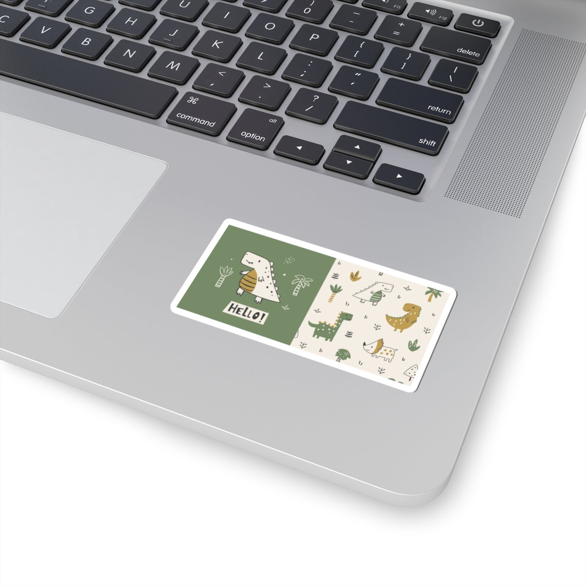 Cute Dino Pattern Kiss-Cut Stickers — Hello Dinosaur Laptop Decals