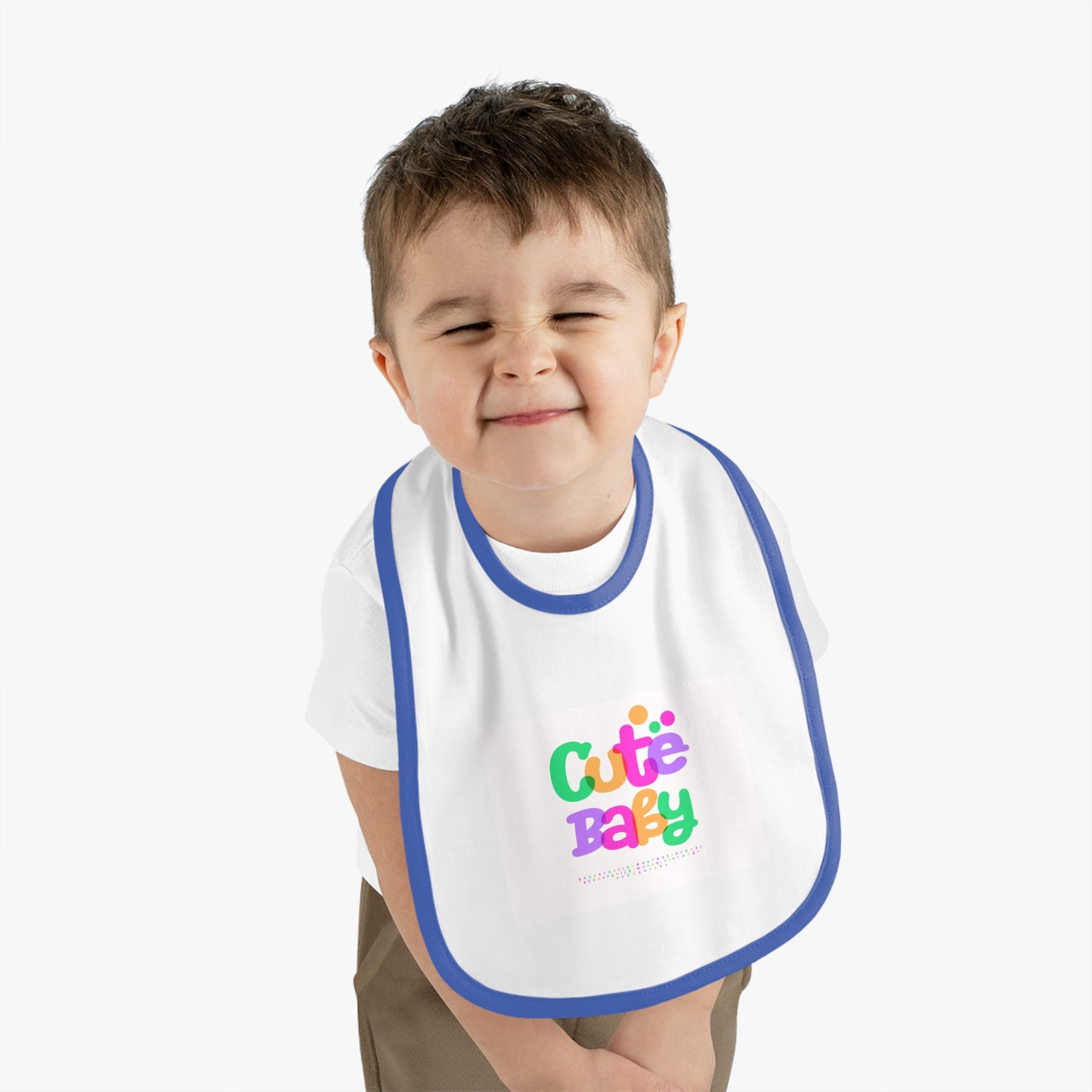 Cute Baby Contrast Trim Bib — Colorful Toddler Feeding Bib
