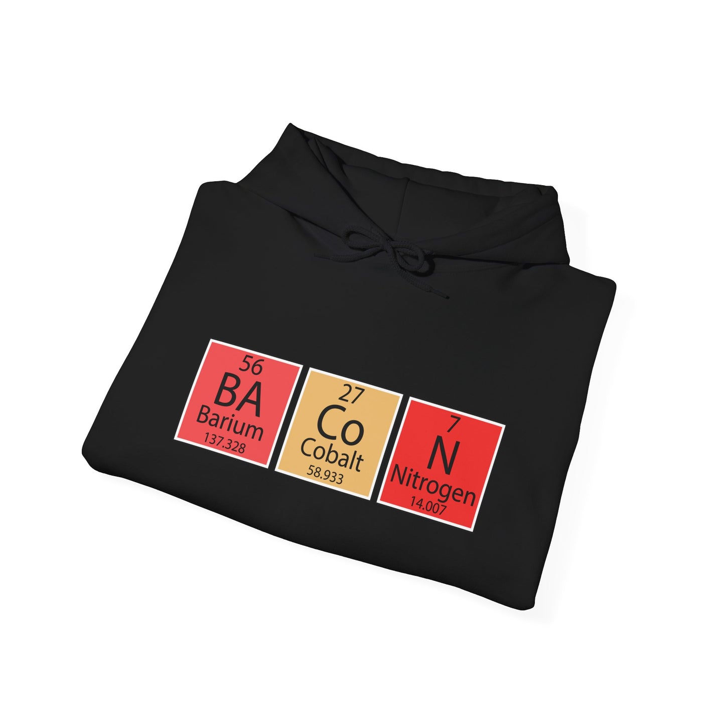 Hoodie – 'BaCon' Periodic Table Element Design (Barium, Cobalt, Nitrogen)