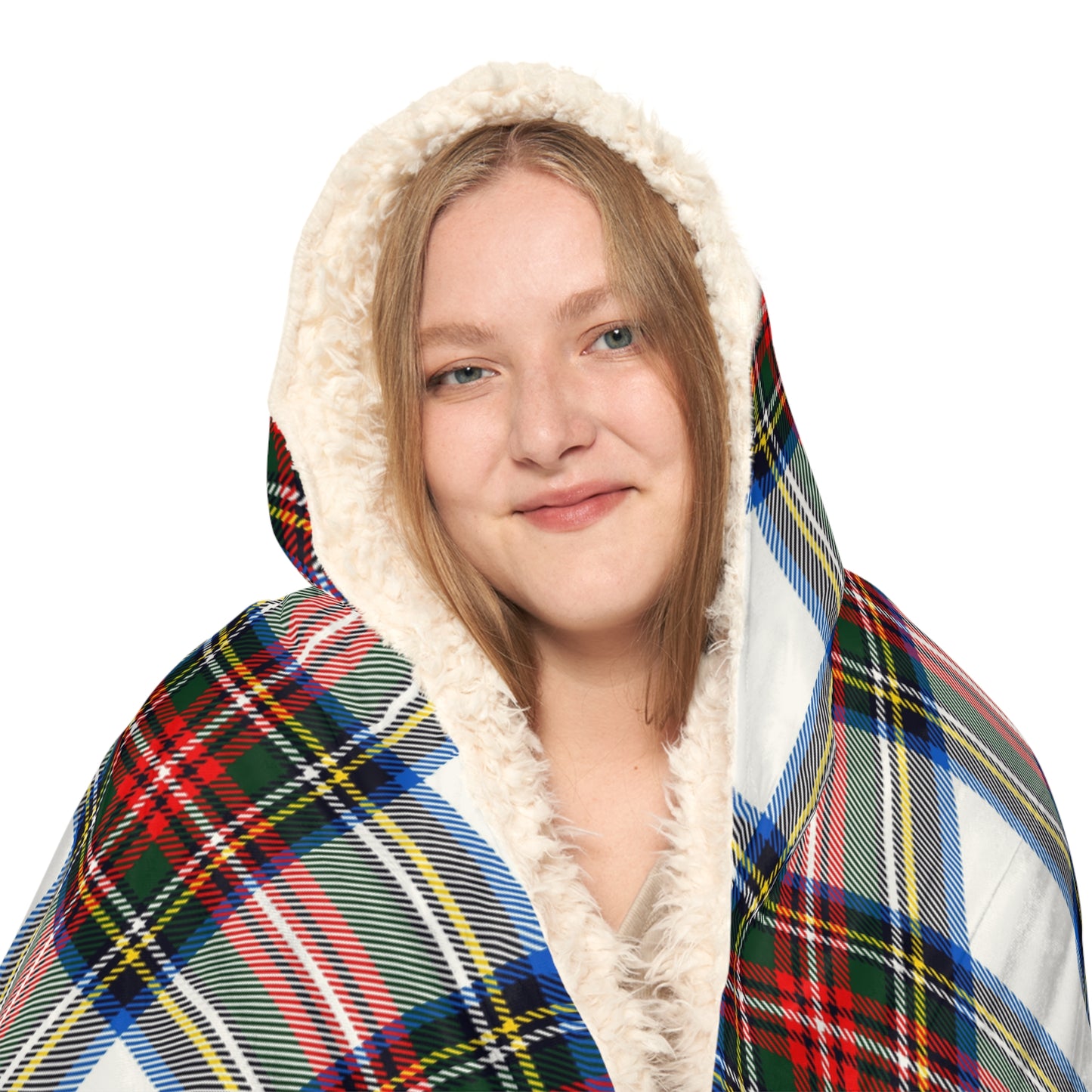 Cozy Red & Green Plaid Hooded Snuggle Blanket