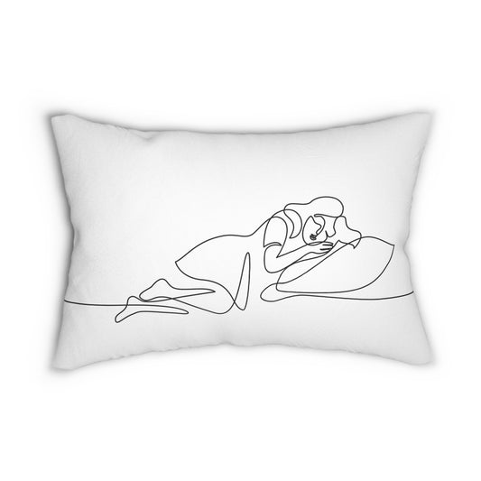 Minimal Line Art Woman Lumbar Pillow — Modern Decorative Accent