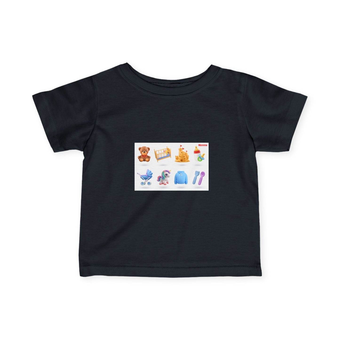 Baby Essentials Icons Infant Tee — Cute Nursery Toy & Gear Print