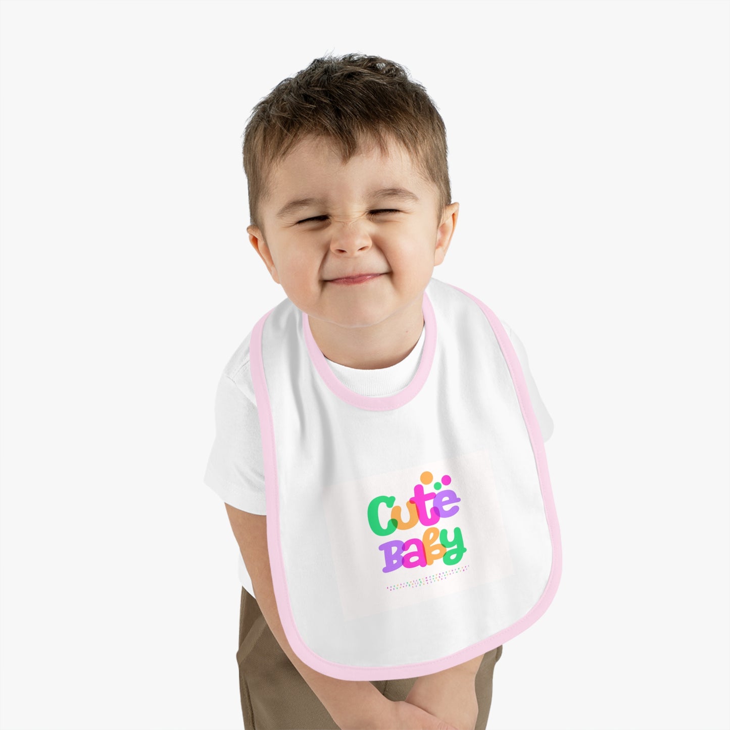 Cute Baby Contrast Trim Bib — Colorful Toddler Feeding Bib