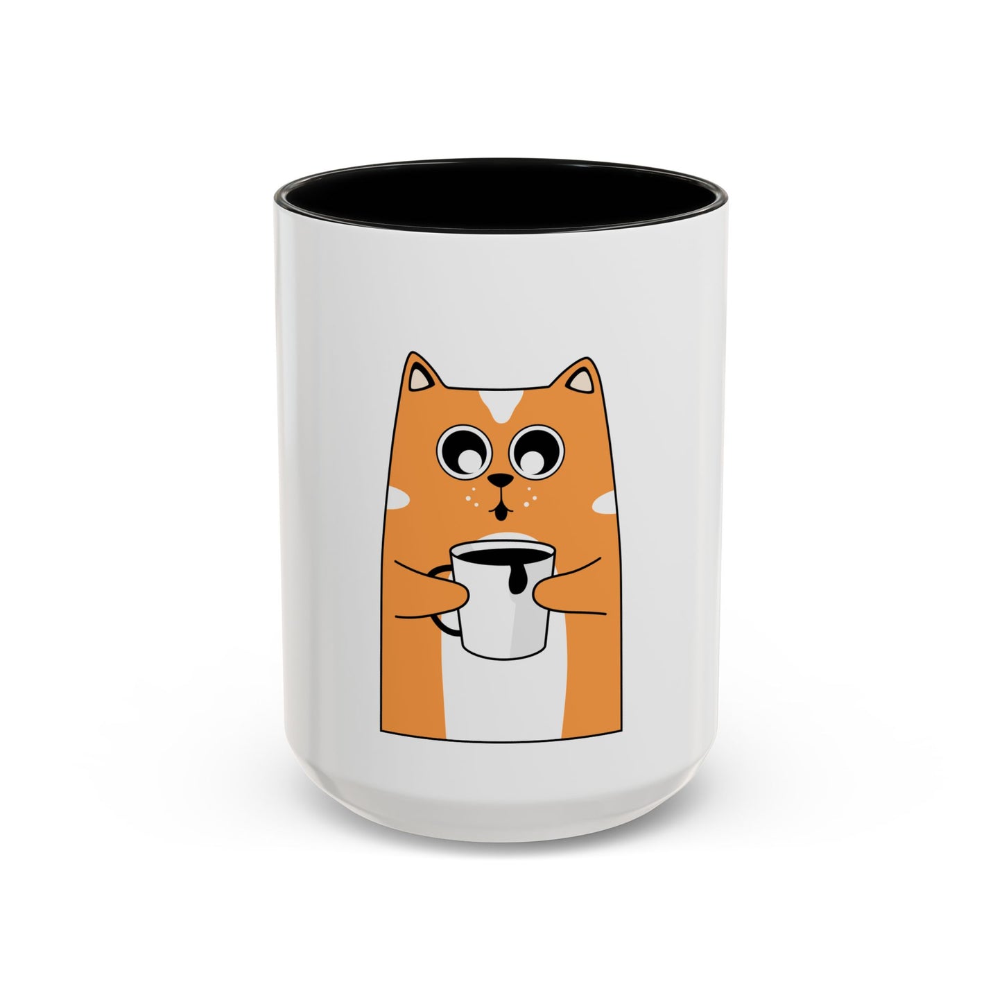 Orange Cat Coffee Mug — Cute Kitty Holding Coffee Accent Mug (11/15oz)
