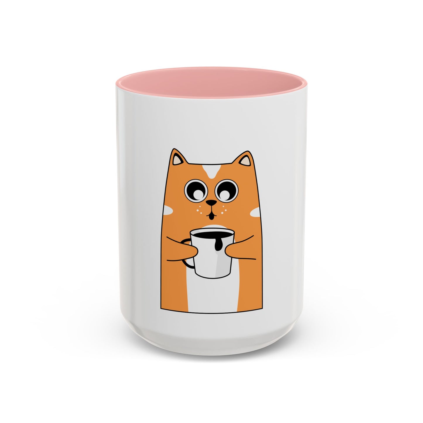 Orange Cat Coffee Mug — Cute Kitty Holding Coffee Accent Mug (11/15oz)