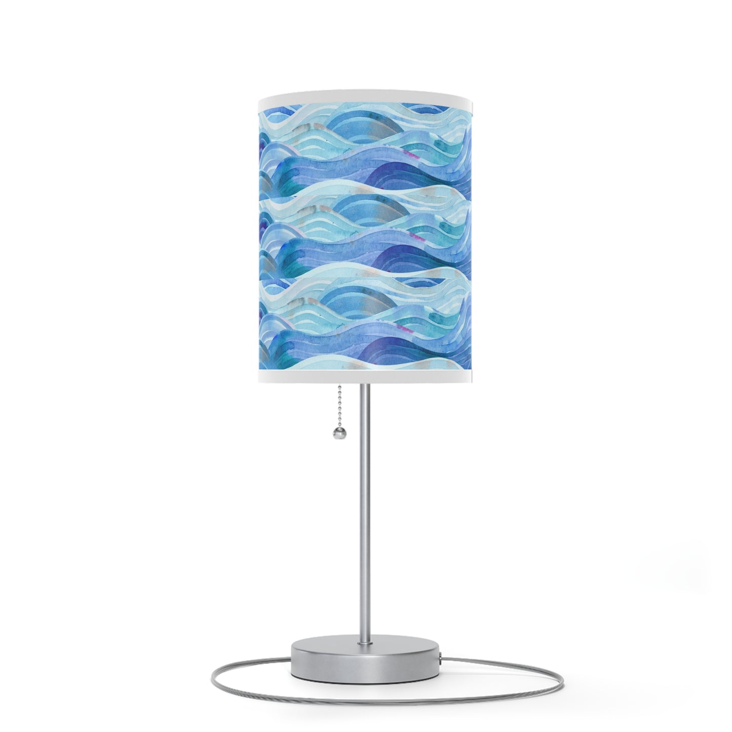Ocean Teal Table Lamp on Stand — Dark Botanical Accent Lamp (US/CA Plug)