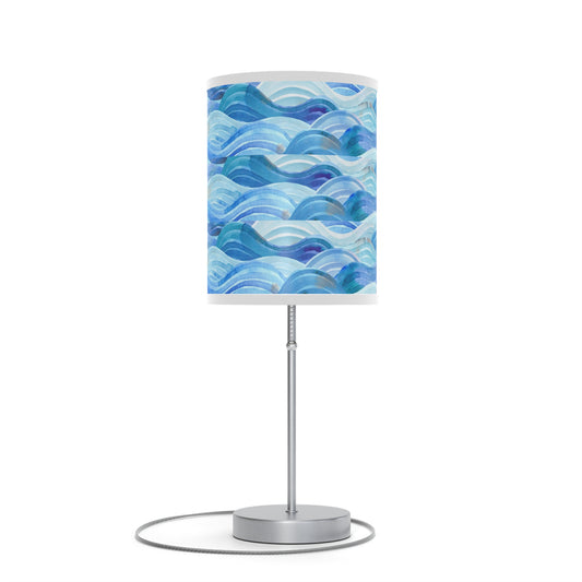 Ocean Teal Table Lamp on Stand — Dark Botanical Accent Lamp (US/CA Plug)