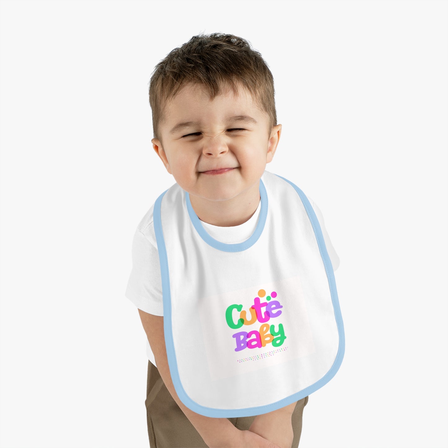 Cute Baby Contrast Trim Bib — Colorful Toddler Feeding Bib