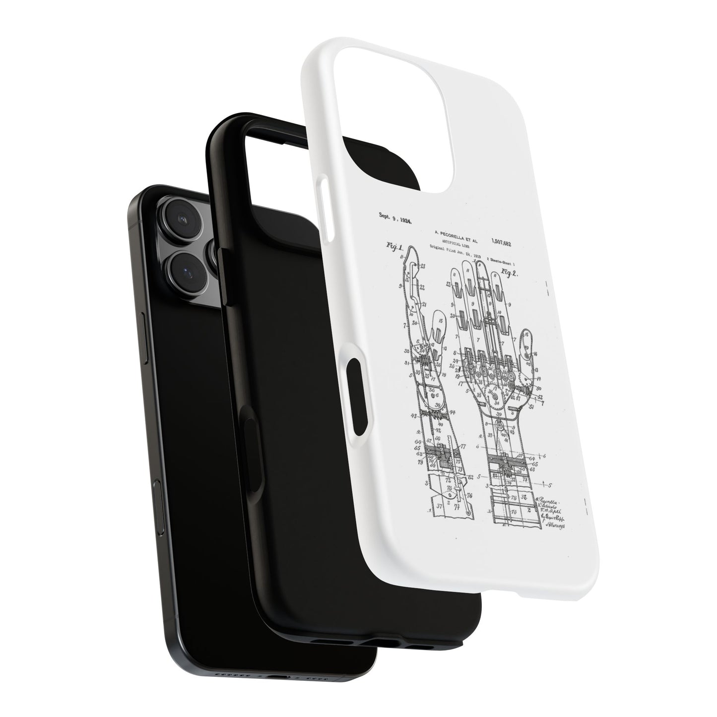 Anatomical Palm Patent Tough Phone Case — Vintage Hand Diagram iPhone Case