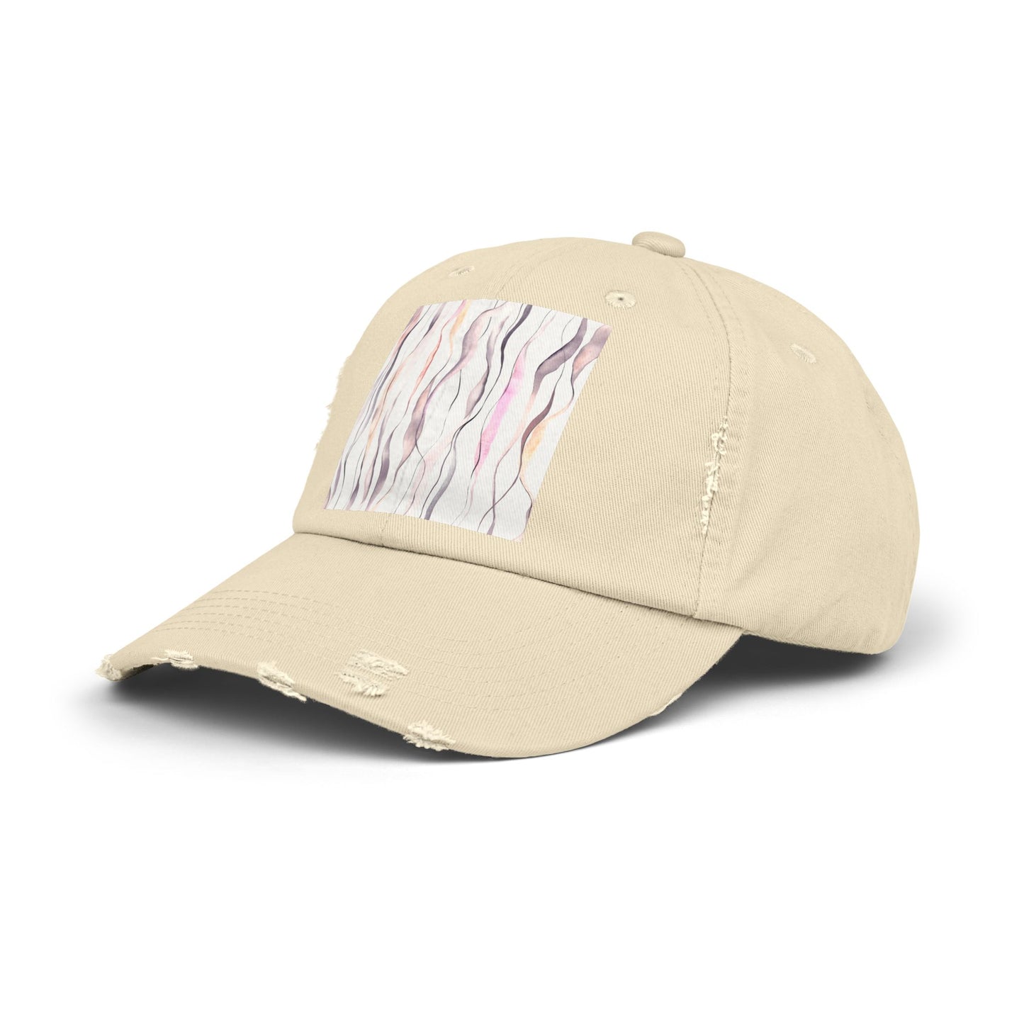 Distressed Baseball Cap — Soft Pastel Wave Abstract Patch
