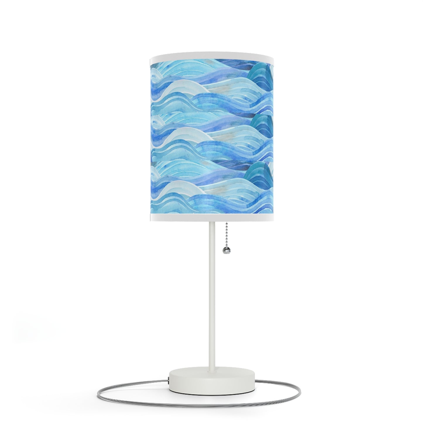 Ocean Teal Table Lamp on Stand — Dark Botanical Accent Lamp (US/CA Plug)