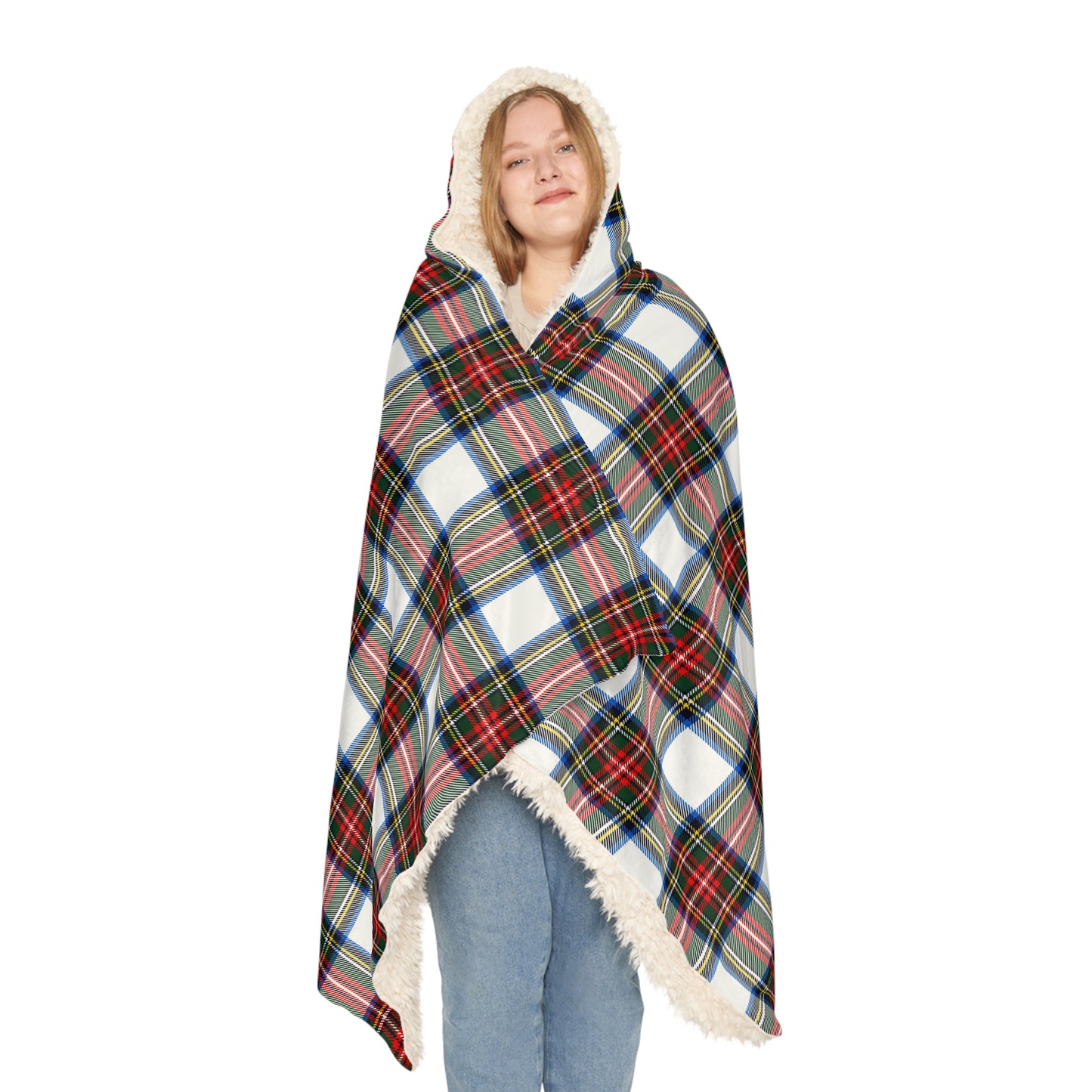 Cozy Red & Green Plaid Hooded Snuggle Blanket