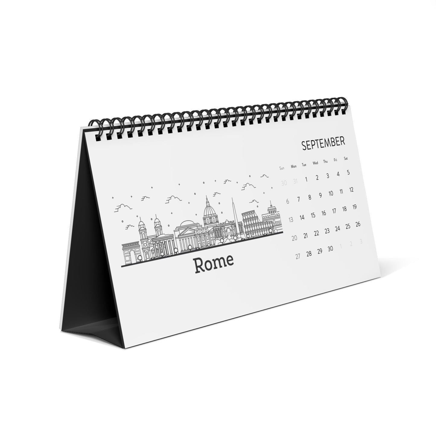 Paris & Rome 2026 Desktop Calendar — Scenic European Cities Grid