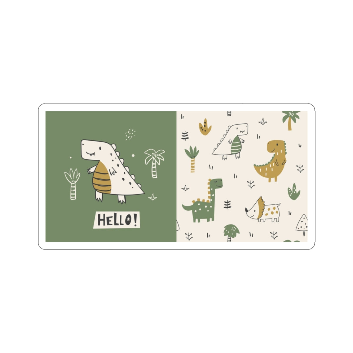 Cute Dino Pattern Kiss-Cut Stickers — Hello Dinosaur Laptop Decals