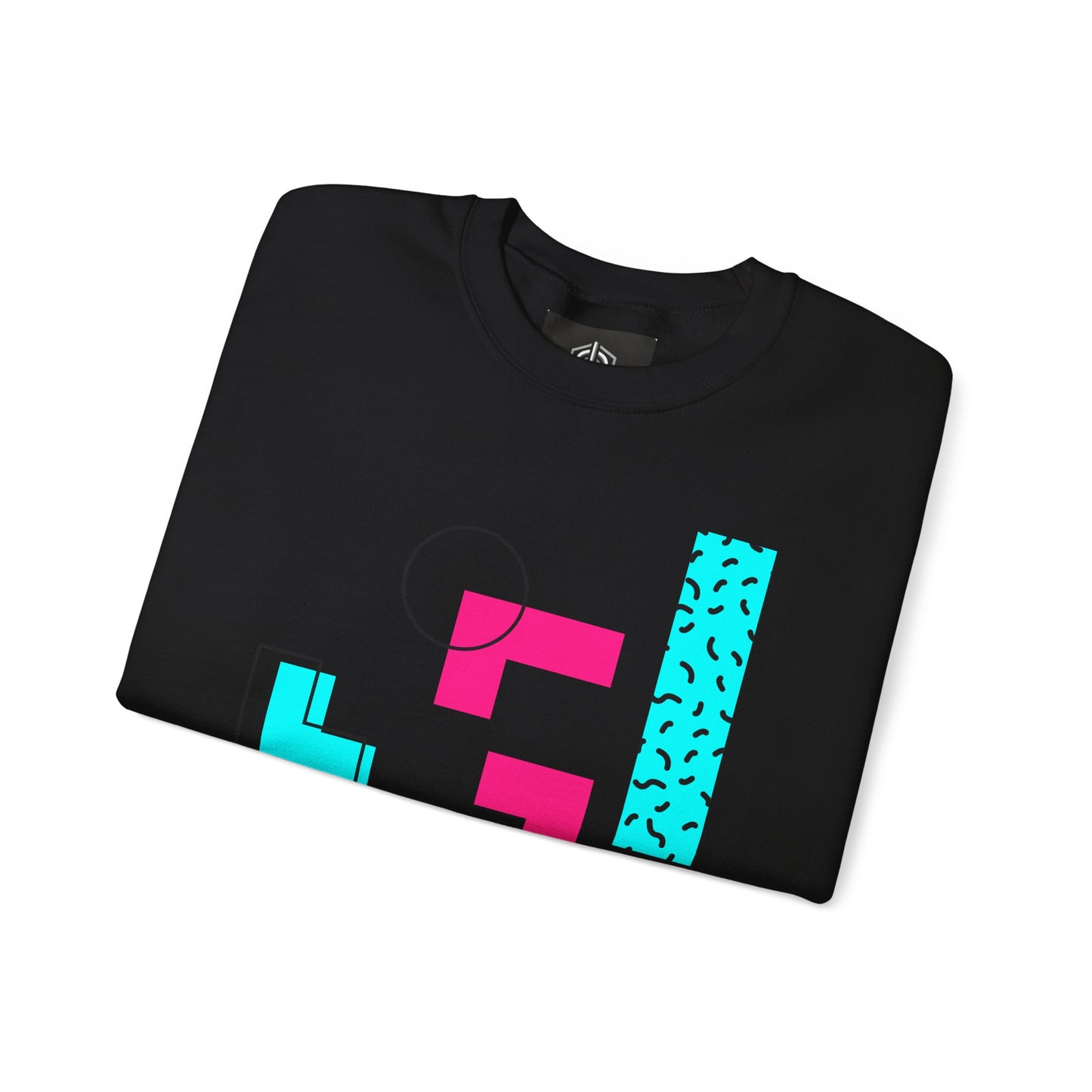 Retro Geometric Crewneck Sweatshirt — 80s Memphis Abstract Design