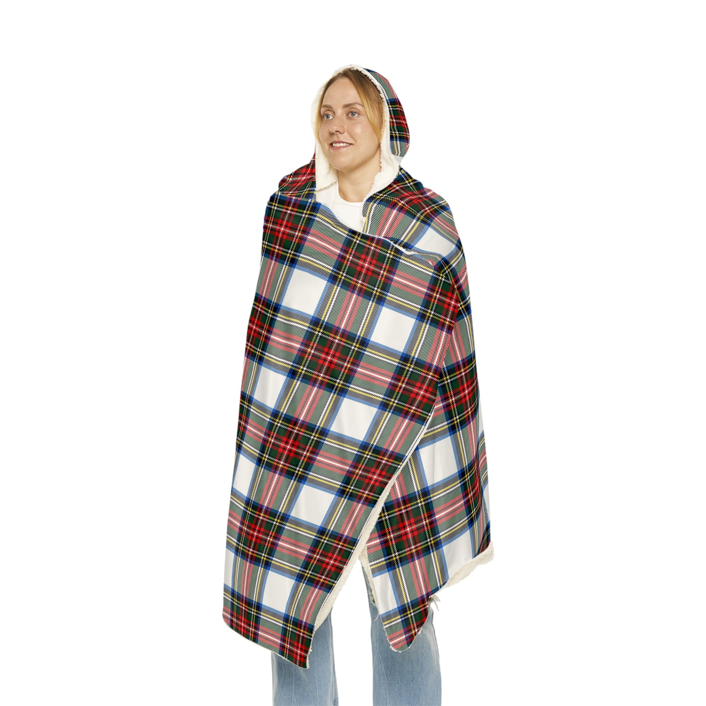 Cozy Red & Green Plaid Hooded Snuggle Blanket