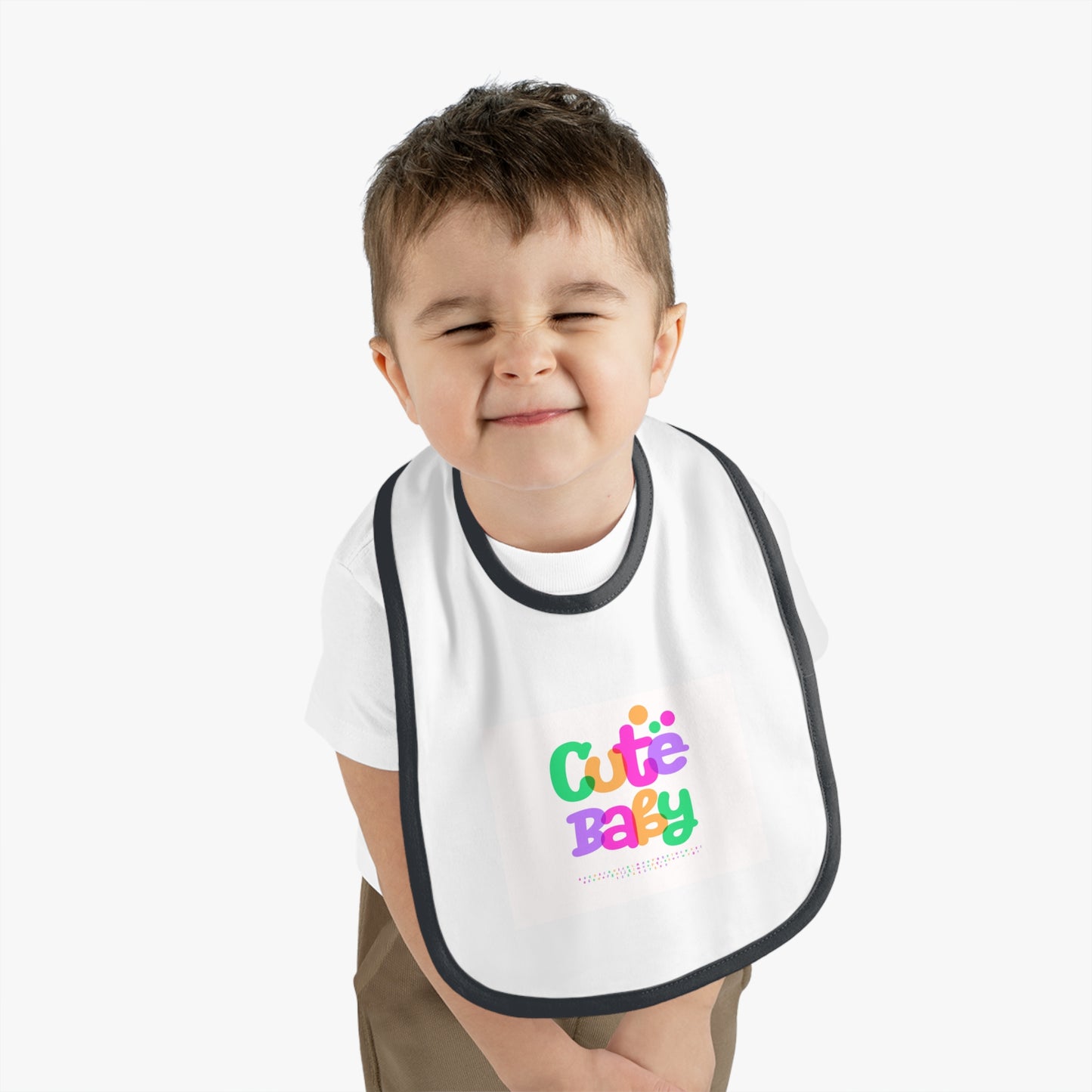 Cute Baby Contrast Trim Bib — Colorful Toddler Feeding Bib