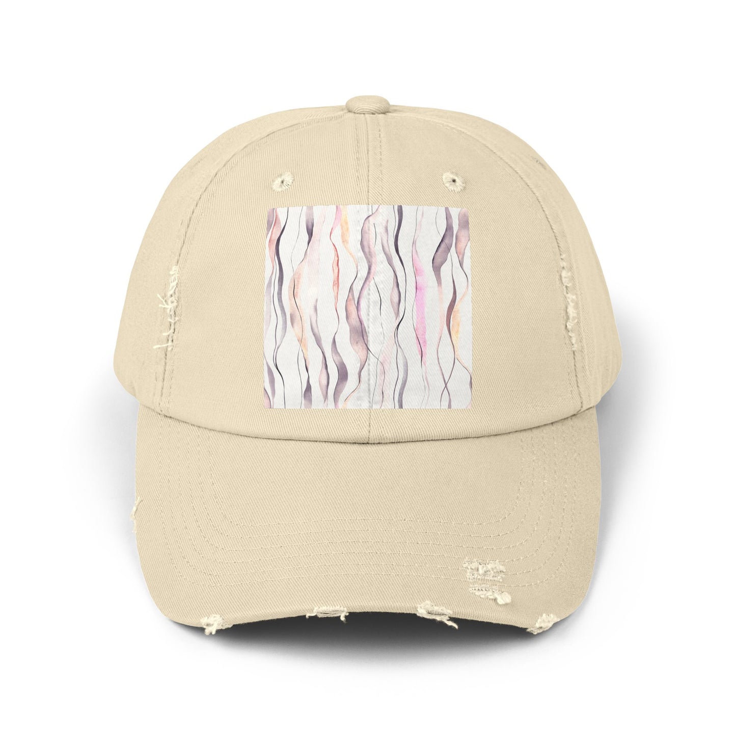Distressed Baseball Cap — Soft Pastel Wave Abstract Patch