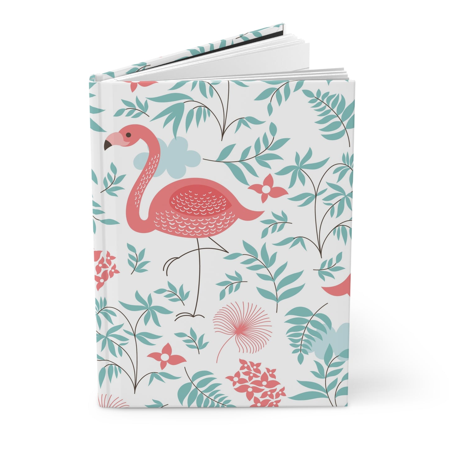Flamingo Floral Hardcover Journal — Tropical Pink & Teal Notebook