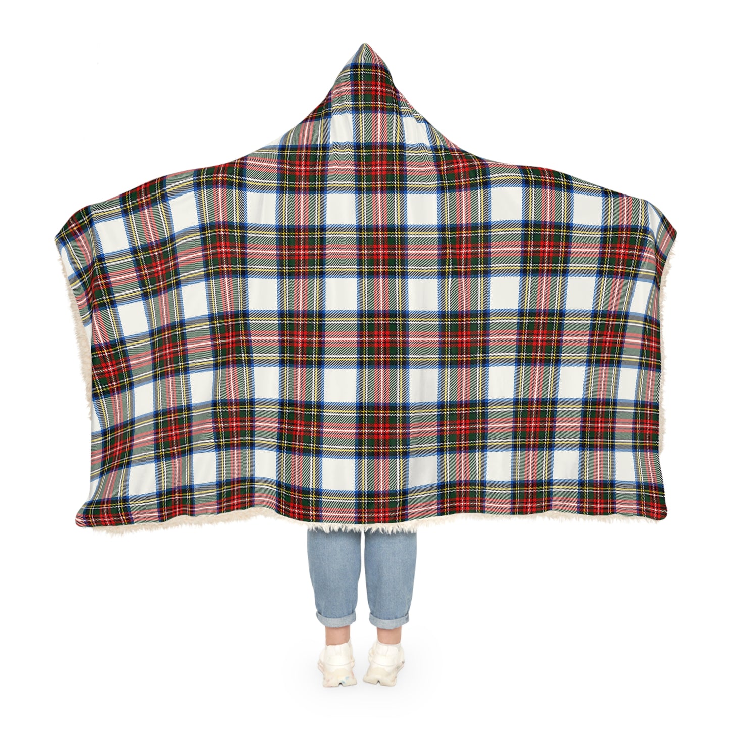 Cozy Red & Green Plaid Hooded Snuggle Blanket