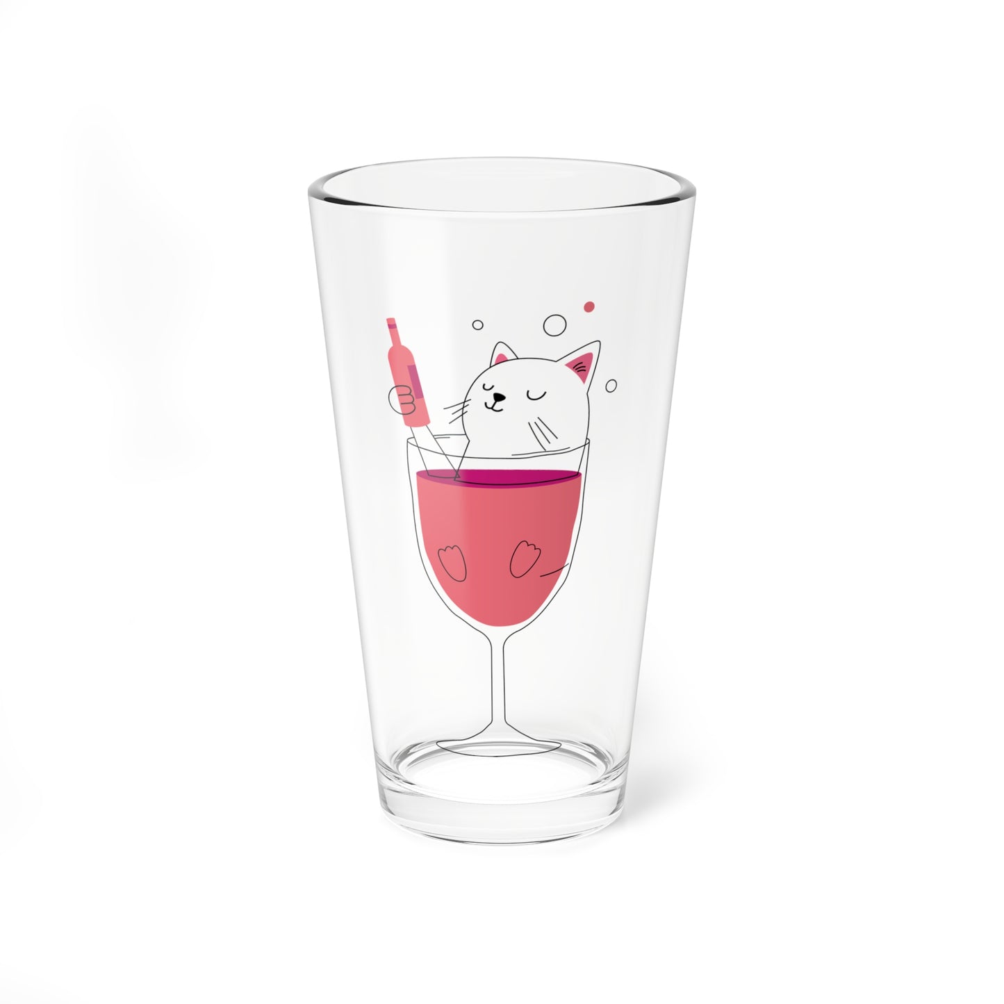 Mixing Glass — Cute Cat in Wine Glass 16oz Mixing Glass