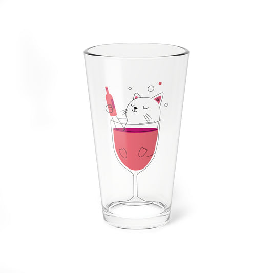 Mixing Glass — Cute Cat in Wine Glass 16oz Mixing Glass