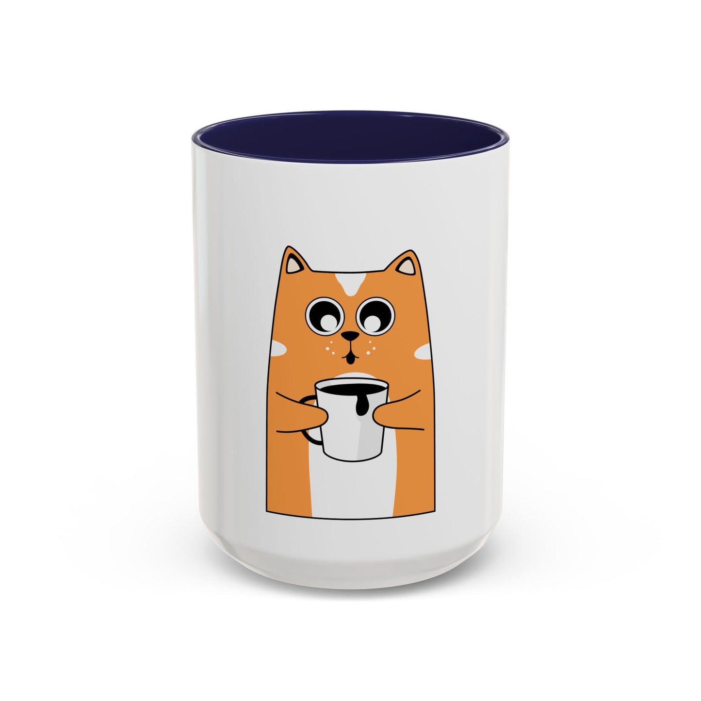 Orange Cat Coffee Mug — Cute Kitty Holding Coffee Accent Mug (11/15oz)