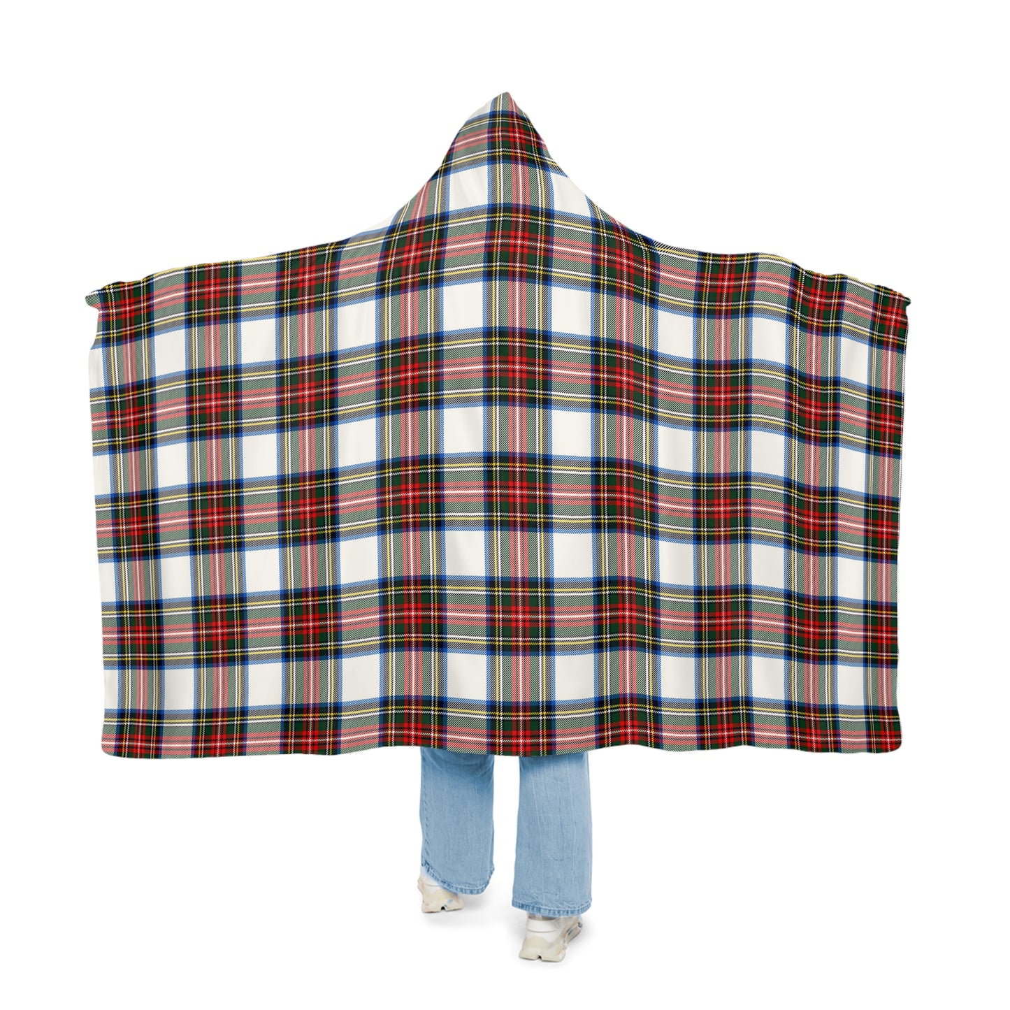 Cozy Red & Green Plaid Hooded Snuggle Blanket