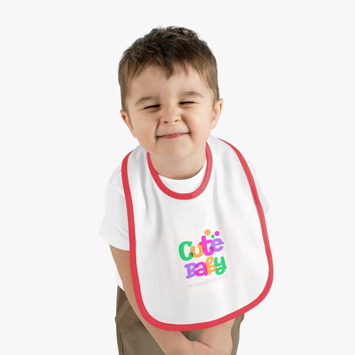 Cute Baby Contrast Trim Bib — Colorful Toddler Feeding Bib