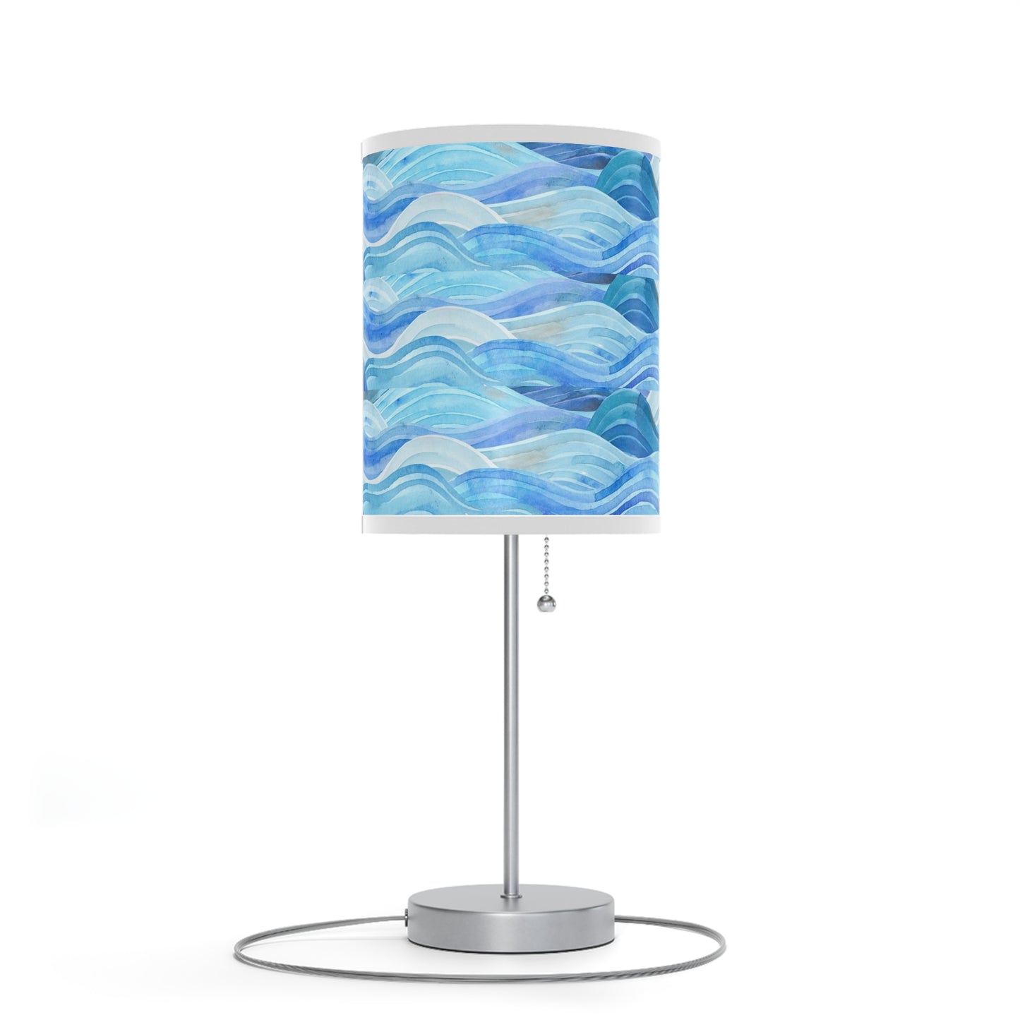 Ocean Teal Table Lamp on Stand — Dark Botanical Accent Lamp (US/CA Plug)