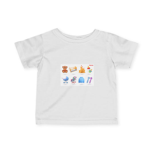 Baby Essentials Icons Infant Tee — Cute Nursery Toy & Gear Print