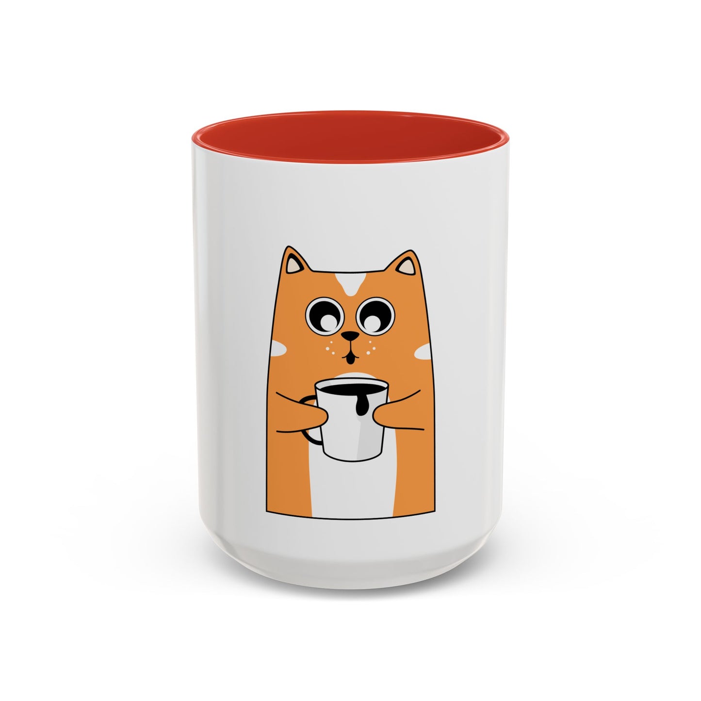 Orange Cat Coffee Mug — Cute Kitty Holding Coffee Accent Mug (11/15oz)